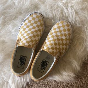 YELLOW CHECKERBOARD VANS (barely worn)